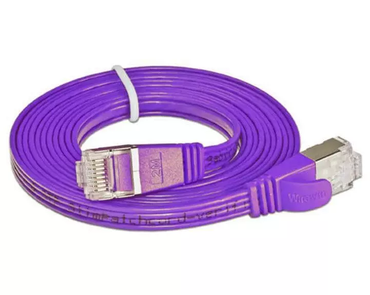 SLIM Slimpatchkabel RJ-45 - RJ-45, Cat 6, STP, 0.25 m, Violett