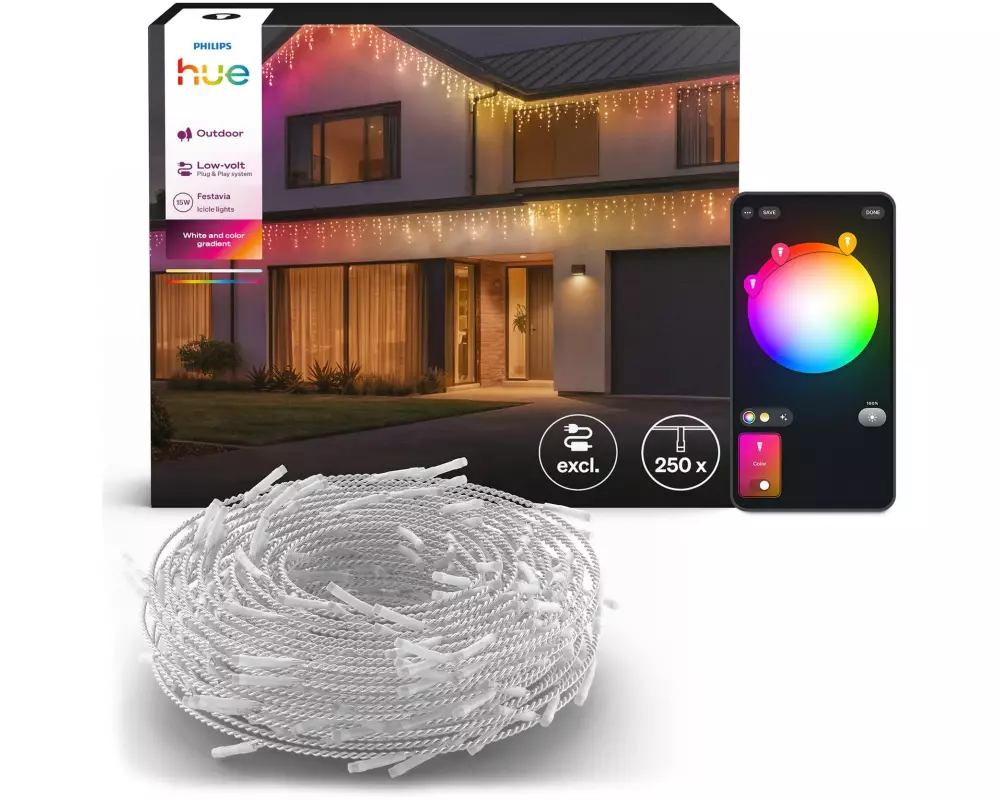 Philips Hue Festavia Icicles 250 LEDs Transparent
