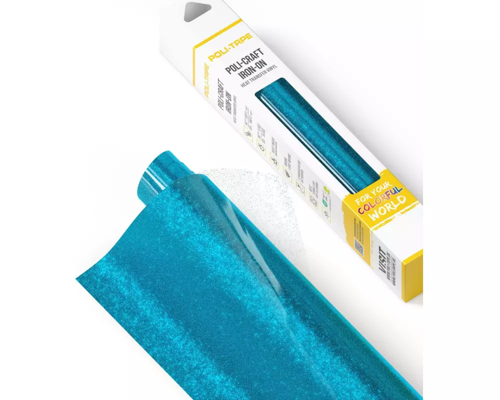 Poli-Tape Aufbügelfolie Pearl Glitter, 30.5 x 61 cm, Blau