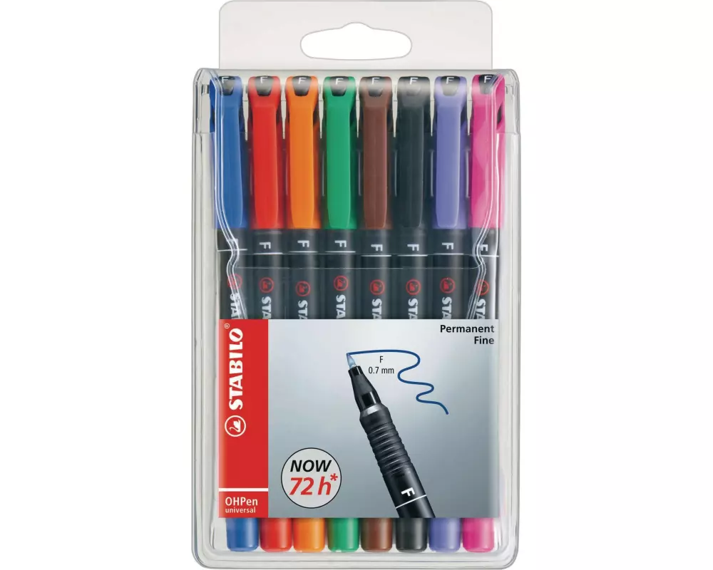 STABILO Folienstift OHPen universal F permanent 8 Stück, Mehrfahrbig