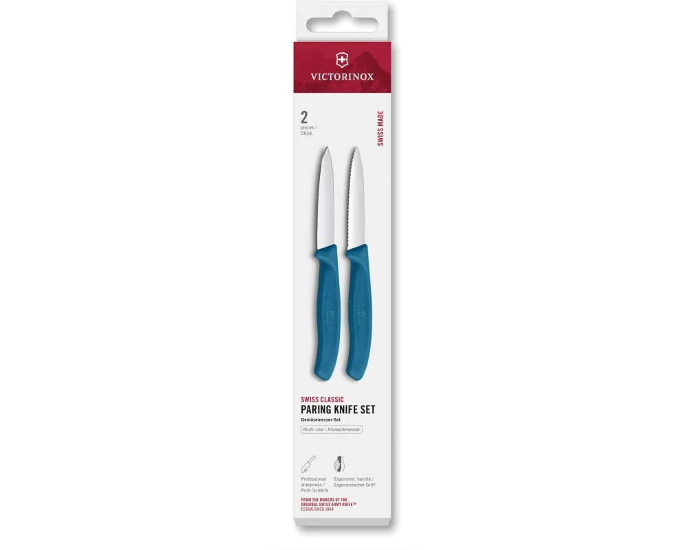 Victorinox Messer-Set Swiss Classic, 8 cm, Blau, 2 Stück