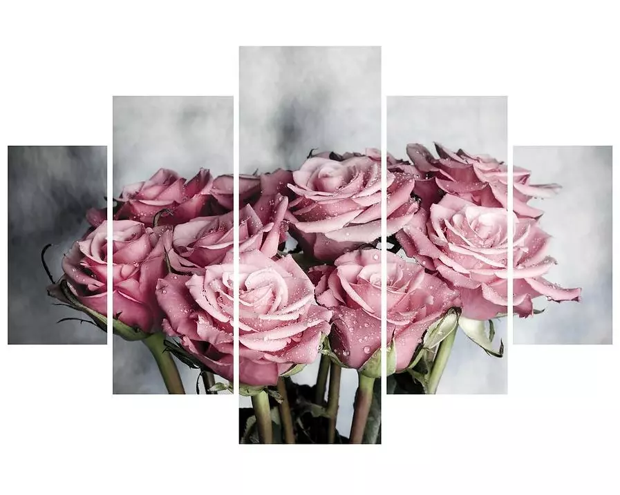 Wallxpert Bild Rosen 5-teilig, 92 x 56 cm