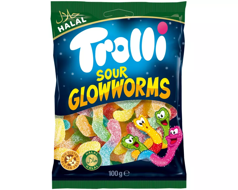 Trolli Gummibonbons Halal Sour Glowworms 100 g