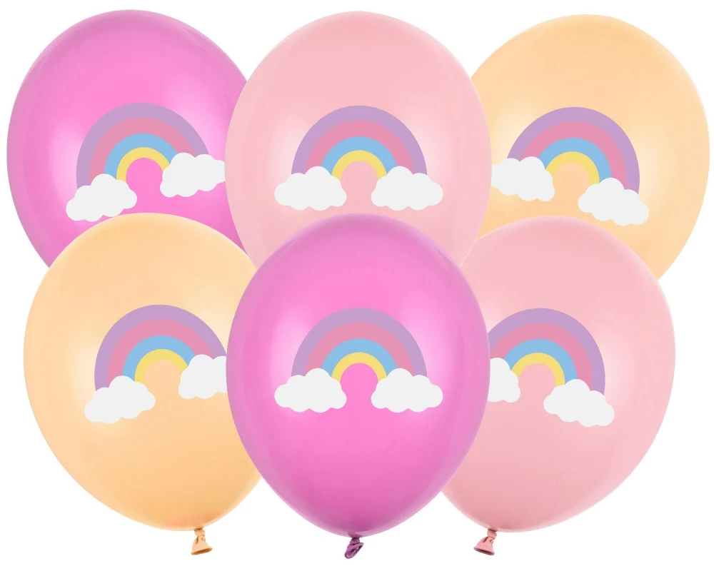 Partydeco Luftballon Regenbogen Rosa / Gelb, 6 Stück