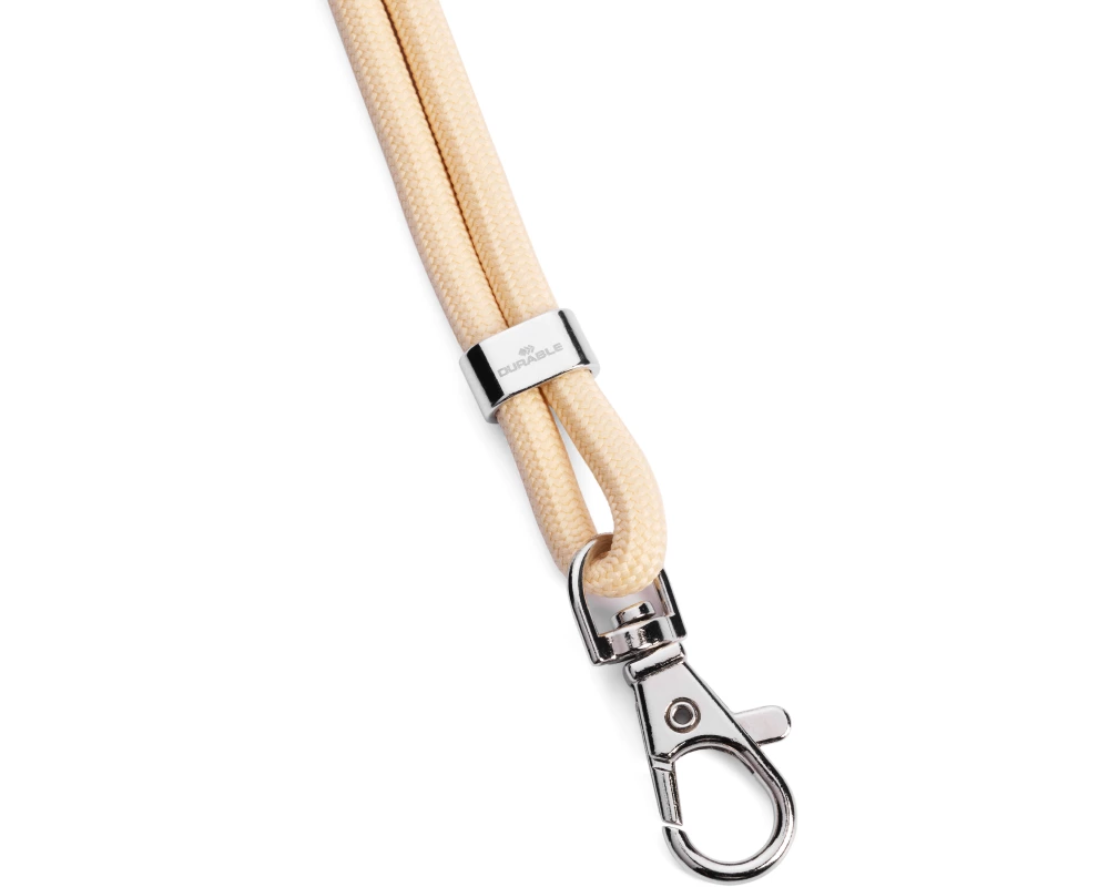DURABLE Textilband rPET mit Karabineer 10 Stück, Beige