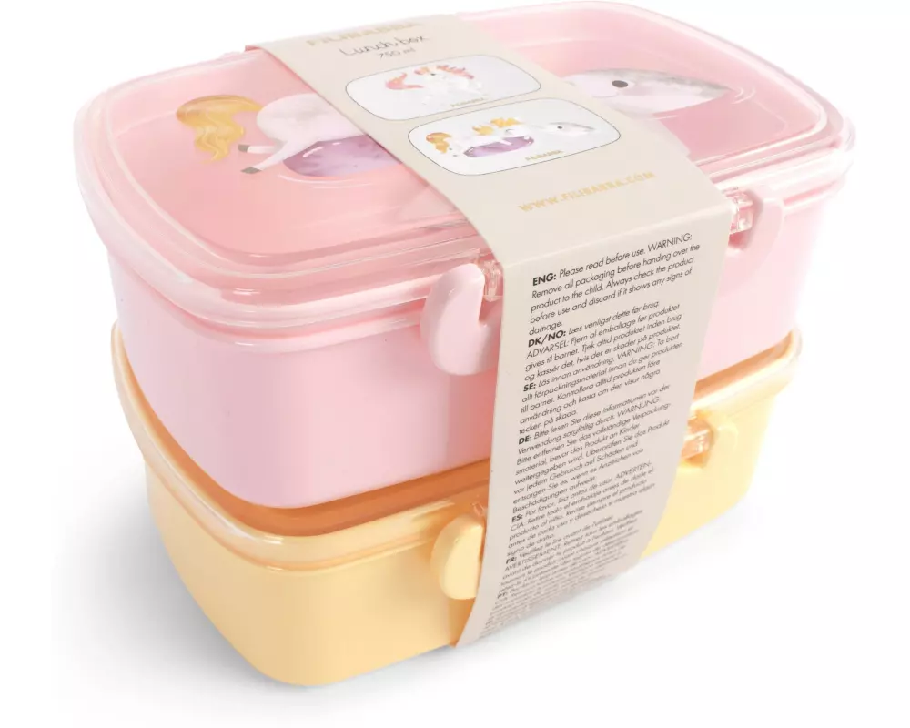 Filibabba Lunchbox Unicorn Shores Gelb/Pink/Rose, 2er-Pack