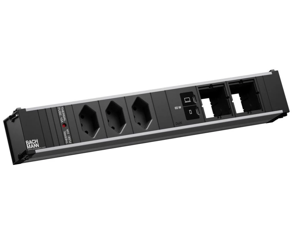 Bachmann Einbausteckerleiste CONI L 3xT13 1xUSB C/C 65W 2xCM 0.2m