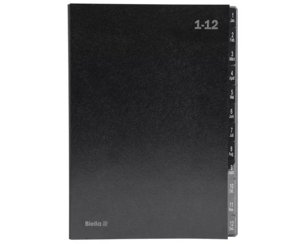 Biella Pultmappe A4 1-12 / Jan-Dez Schwarz