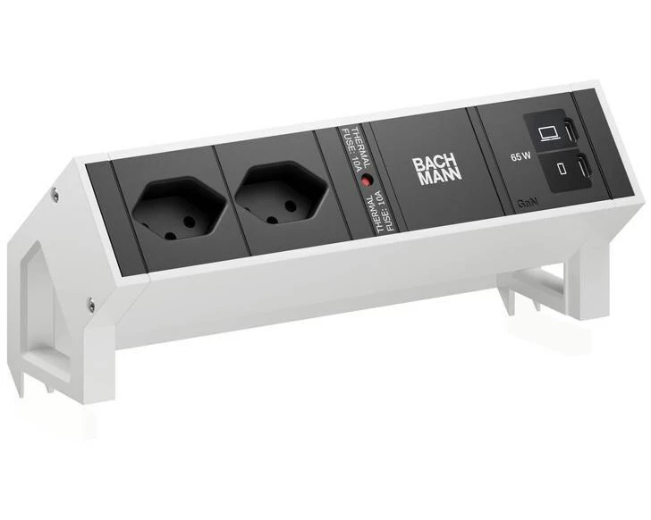 Bachmann Tischsteckdosenleiste DESK2 2xT13 1xUSB C/C 65W 0.2m RAL9010