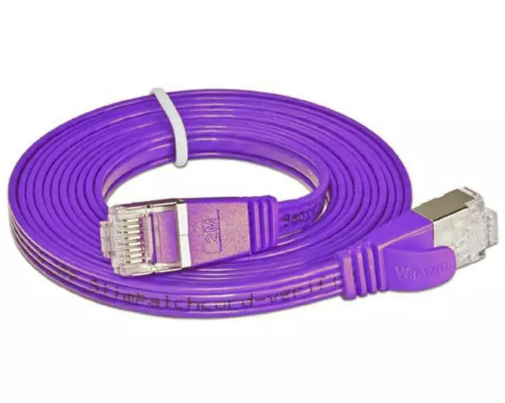 SLIM Slimpatchkabel RJ-45 - RJ-45, Cat 6, STP, 0.75 m, Violett