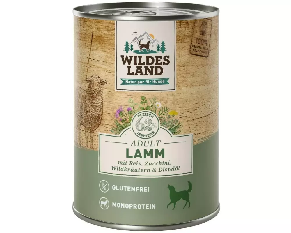 Wildes Land Nassfutter Lamm mit Reis, Zucchini & Wildkräutern 400 g