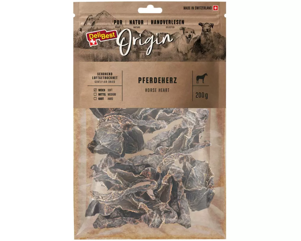 DeliBest Kausnack Origin Pferdeherz 200 g