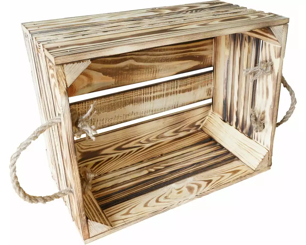 Holz Zollhaus Holzharasse mit Kordel Geflammt, 30 x 38 cm