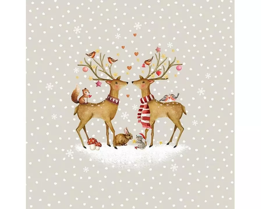 Braun + Company Weihnachtsservietten Romantic Deers 33 cm x 33 cm, 20 Stück