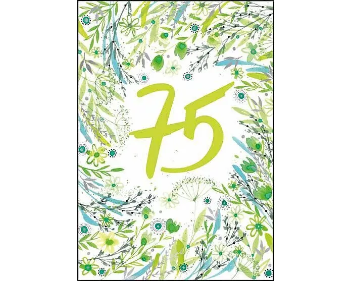 Doppelkarte / 75. Geburtstag (Blumen)