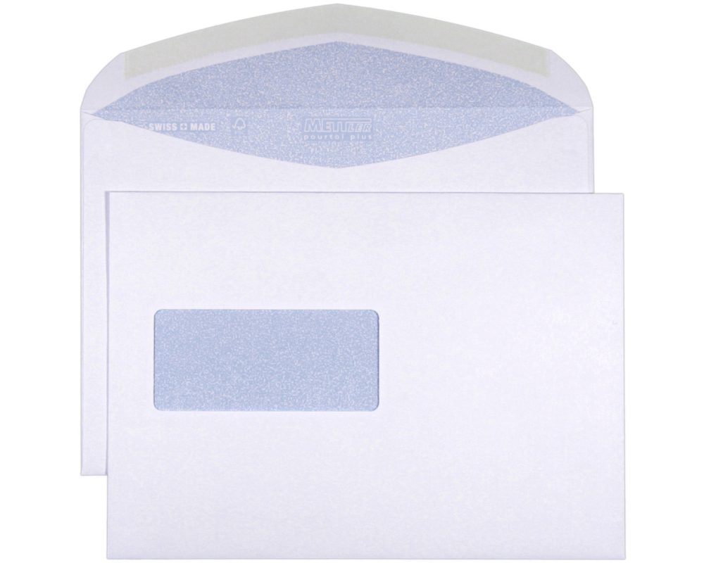 METTLER Couvert Fenster links C5 8075-LASER 100g, ultraweiss 500 Stk.