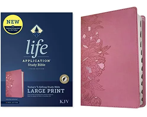 KJV Life Application Study Bible, Third Edition, Large Print (Leatherlike, Peony Pink, Indexed, Red Letter)