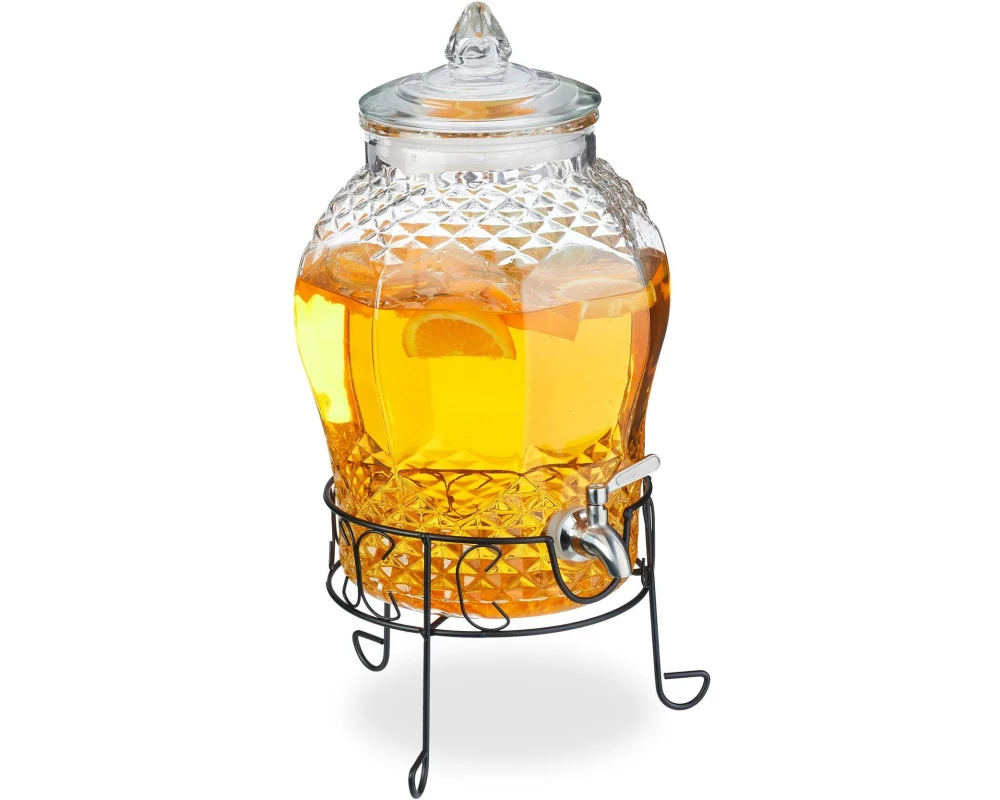 relaxdays Getränkespender Vintage Glas, 8 Liter
