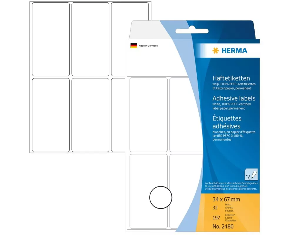 HERMA Universal-Etiketten 3.4 x 6.7 cm, 192 Etiketten