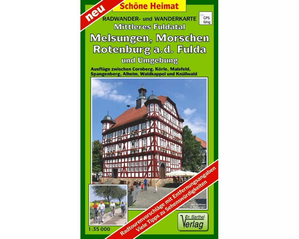 Radwander- und Wanderkarte Mittleres Fuldatal, Melsungen, Morschen, Rotenburg a.d. Fulda und Umgebung