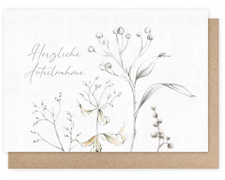 Doppelkarte. Trauer mit Gräsern