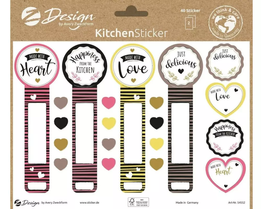 Z-Design Motivsticker A5 KÜCHE Siegelaufkleber, Bunt, 40 Aufkleber
