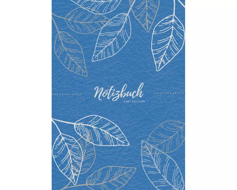 Notizbuch Tagebuch A5 liniert - 100 Seiten 90g/m² - Soft Cover - Silberne Blätter auf blau - FSC Papier