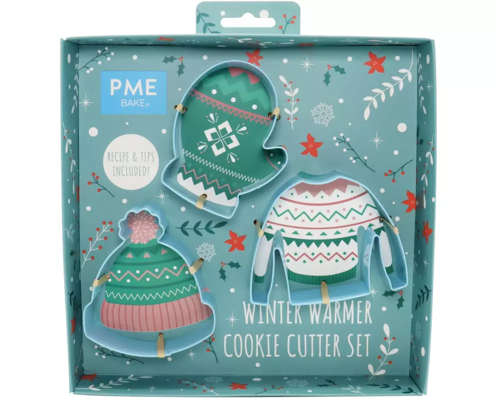 PME Guetzli-Ausstecher Warmer Winter 3 Stück, Blau