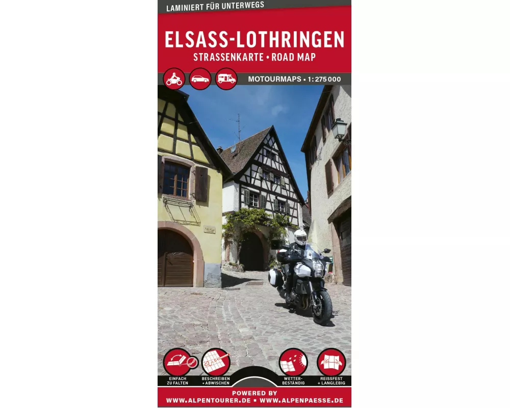 MoTourMaps Elsass & Lothringen Auto- und Motorradkarte 1:275.000
