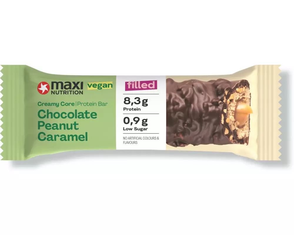 Maxi Nutrition Riegel Creamy Core Caramel/Erdnuss/Schokolade Vegan