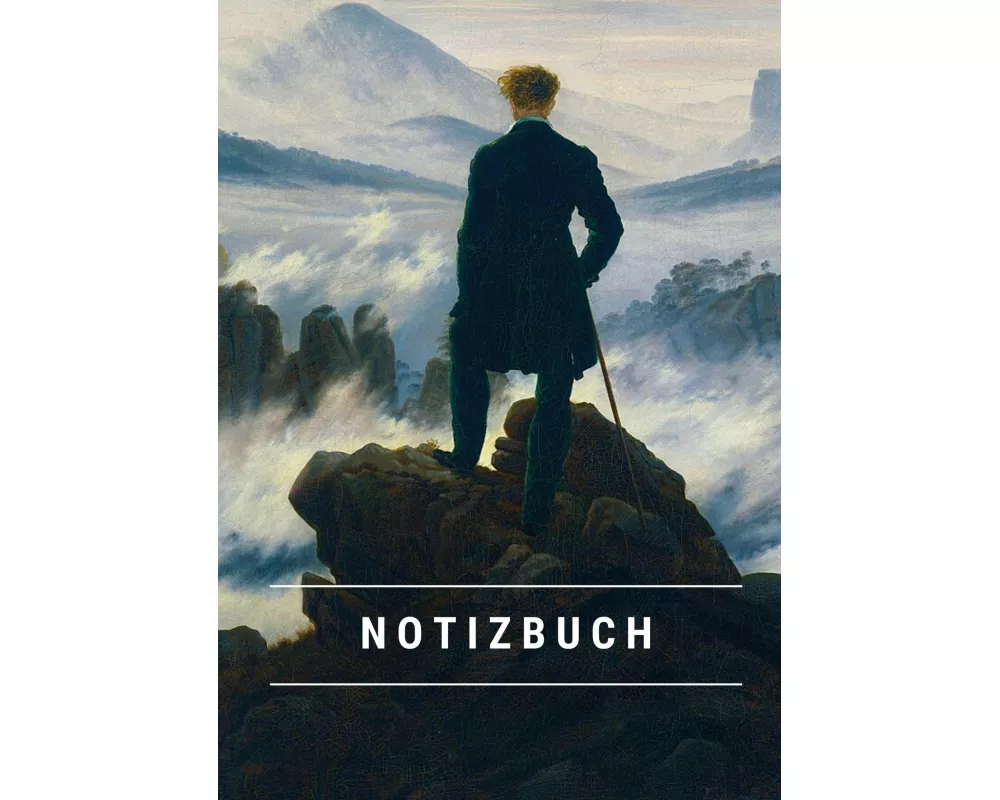 Notizbuch klein A5 Blanko - Notizheft 44 Seiten 90g/m² - Softcover Caspar David Friedrich "Der Wanderer über dem Nebelmeer" - FSC Papier