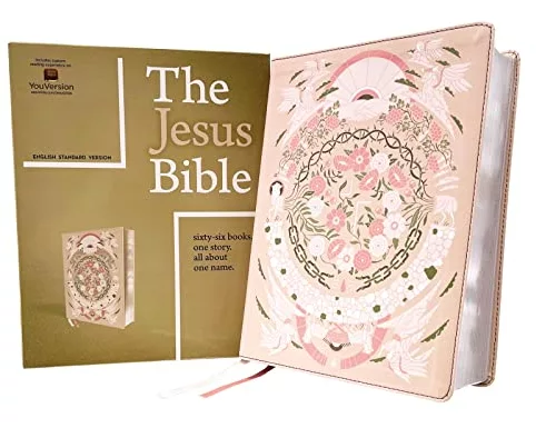 The Jesus Bible Artist Edition, ESV, Leathersoft, Peach Floral