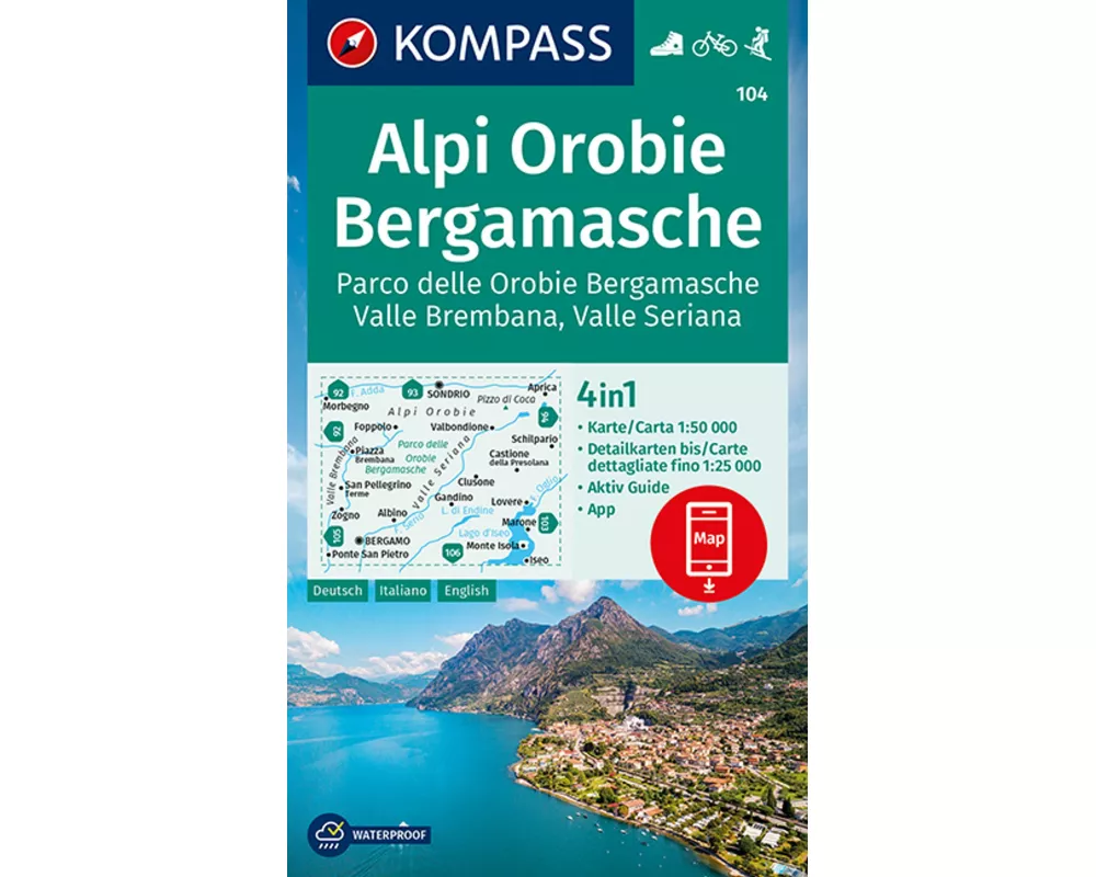 KOMPASS Wanderkarte 104 Alpi Orobie Bergamasche 1:50.000
