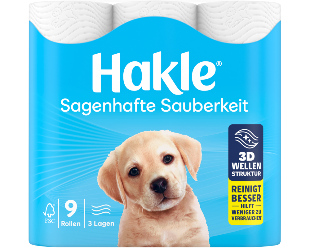 HAKLE Toilettenpapier 4411753 Sagenhafte Sauberkeit 9 Rollen