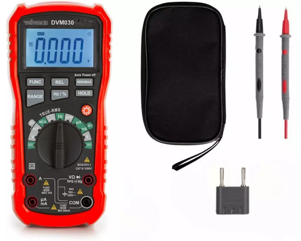 Velleman DVM030 Digital, True RMS, Auto-Range, CAT III 1000 V
