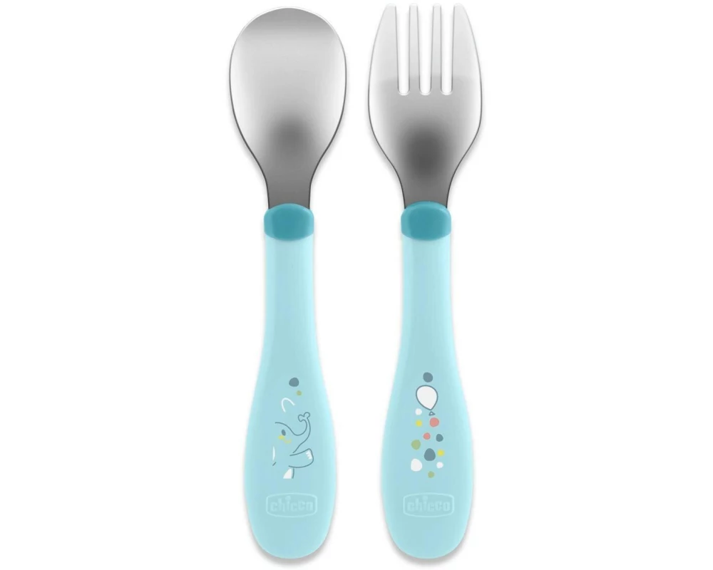 Chicco Kinderbesteckset Blau, 18m+