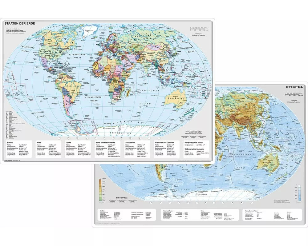 Erde physisch/politisch DUO-Schreibunterlage