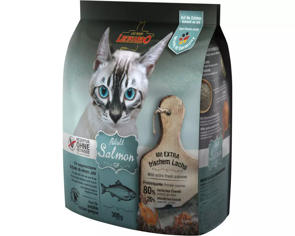 Leonardo Cat Food Trockenfutter Adult getreidefrei Lachs, 300 g