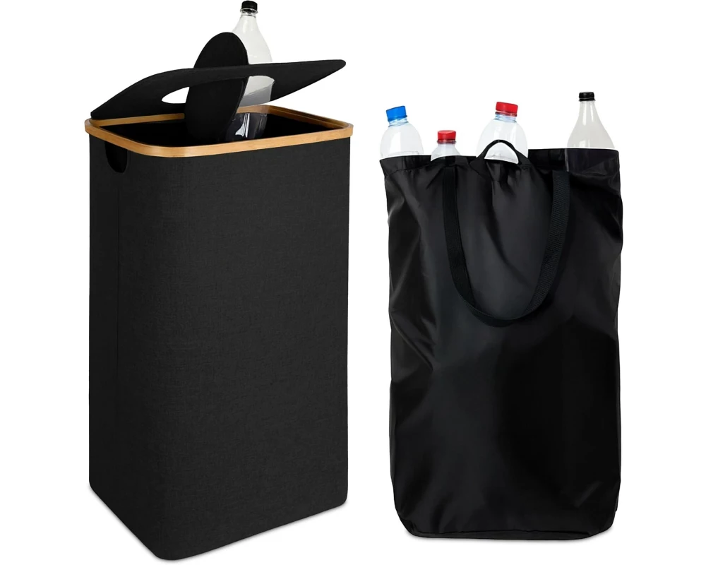 relaxdays Recyclingbehälter 100 L Schwarz