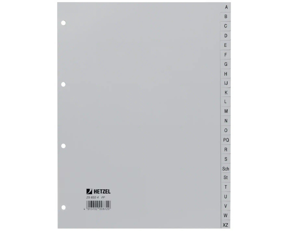 HETZEL Register PP A4 25650481 grau A-Z 24-teilig
