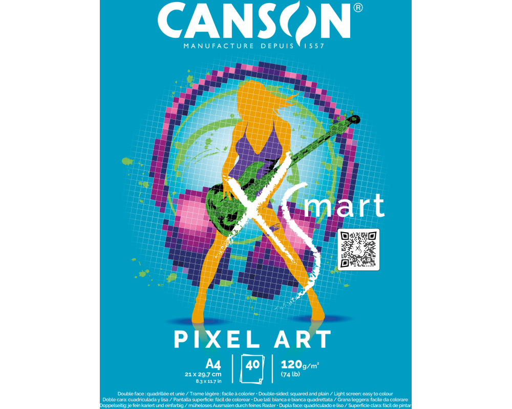 CANSON Zeichenblock Pixel Art A4 32250P004 kariert, 120g 40 Blatt