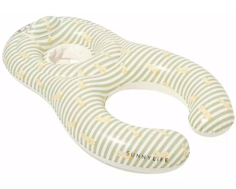 Sunnylife Float Together Baby Seat EU Duck Sage Stripe Duo, Kunststoff