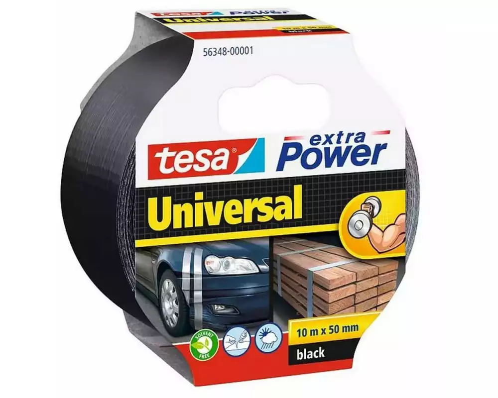 tesa Gewebeband -Set Universal, 50 mm x 10 m, 3 Rollen, Schwarz