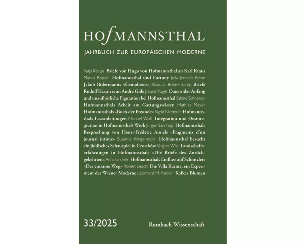 Hofmannsthal. Jahrbuch zur europäischen Moderne 33 | 2025