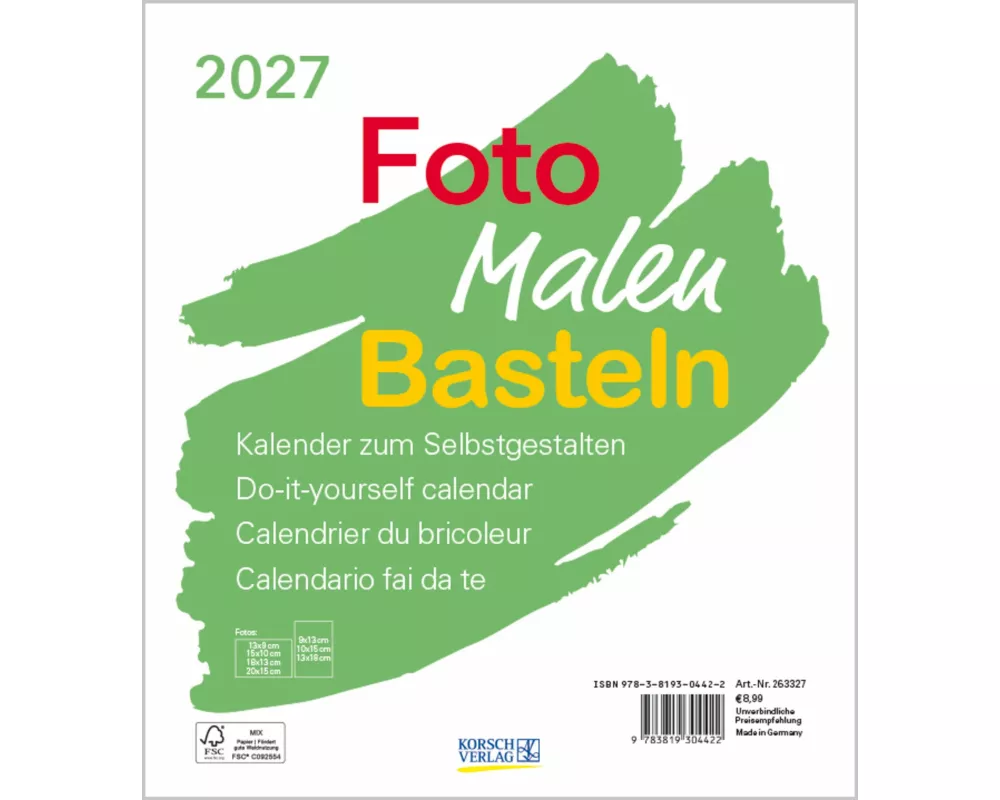 Foto-Malen-Basteln Bastelkalender weiß 2027