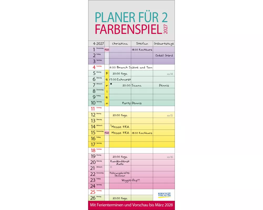 Farbenspiel - Planer für 2 2027