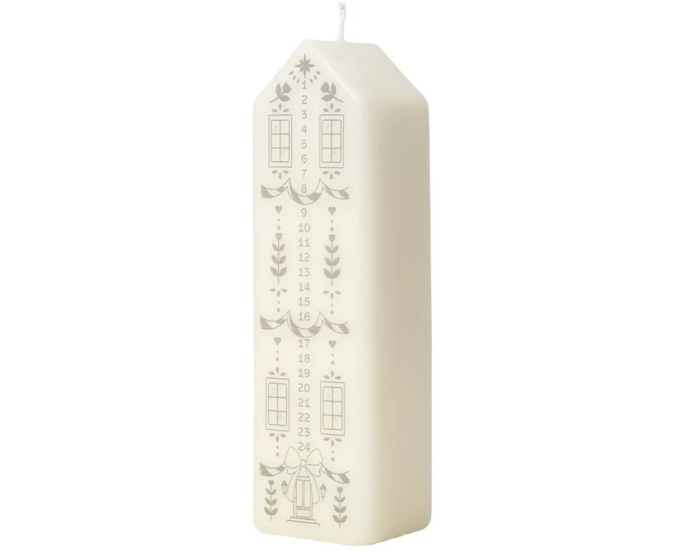 Broste Copenhagen Casa Calendar Kerze White/Silver, 5.2 x 20 cm