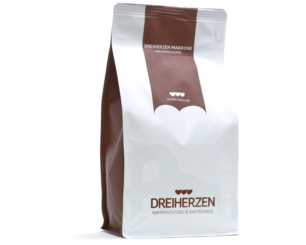 DREIHERZEN Bohnenkaffee 1kg 10074 Marrone