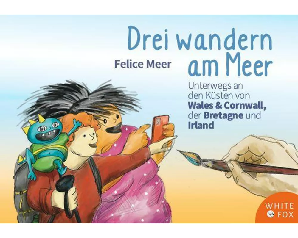 Drei wandern am Meer