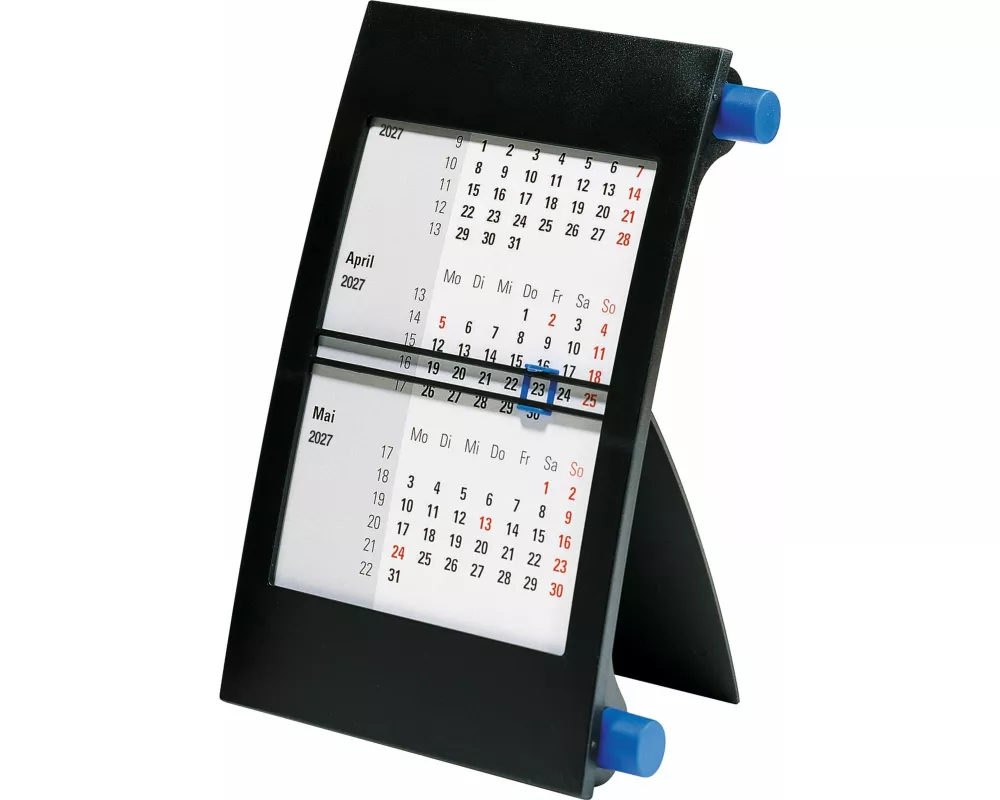rido/idé 7038000307 3-Monats-Tischkalender 2027 90×120 mm, blau/schwarz